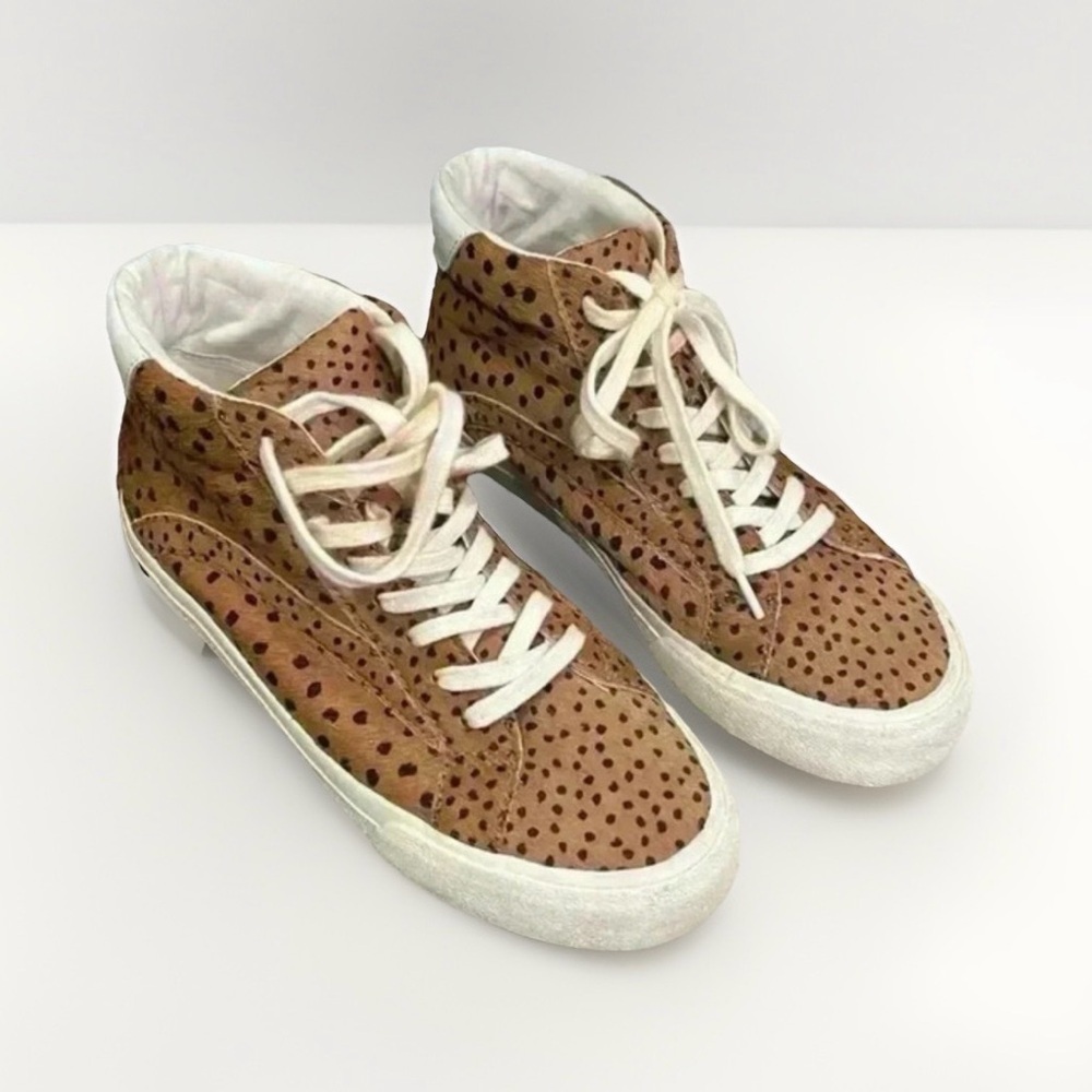 Madewell Women Brown and Black Calfskin High-Top Sneakers